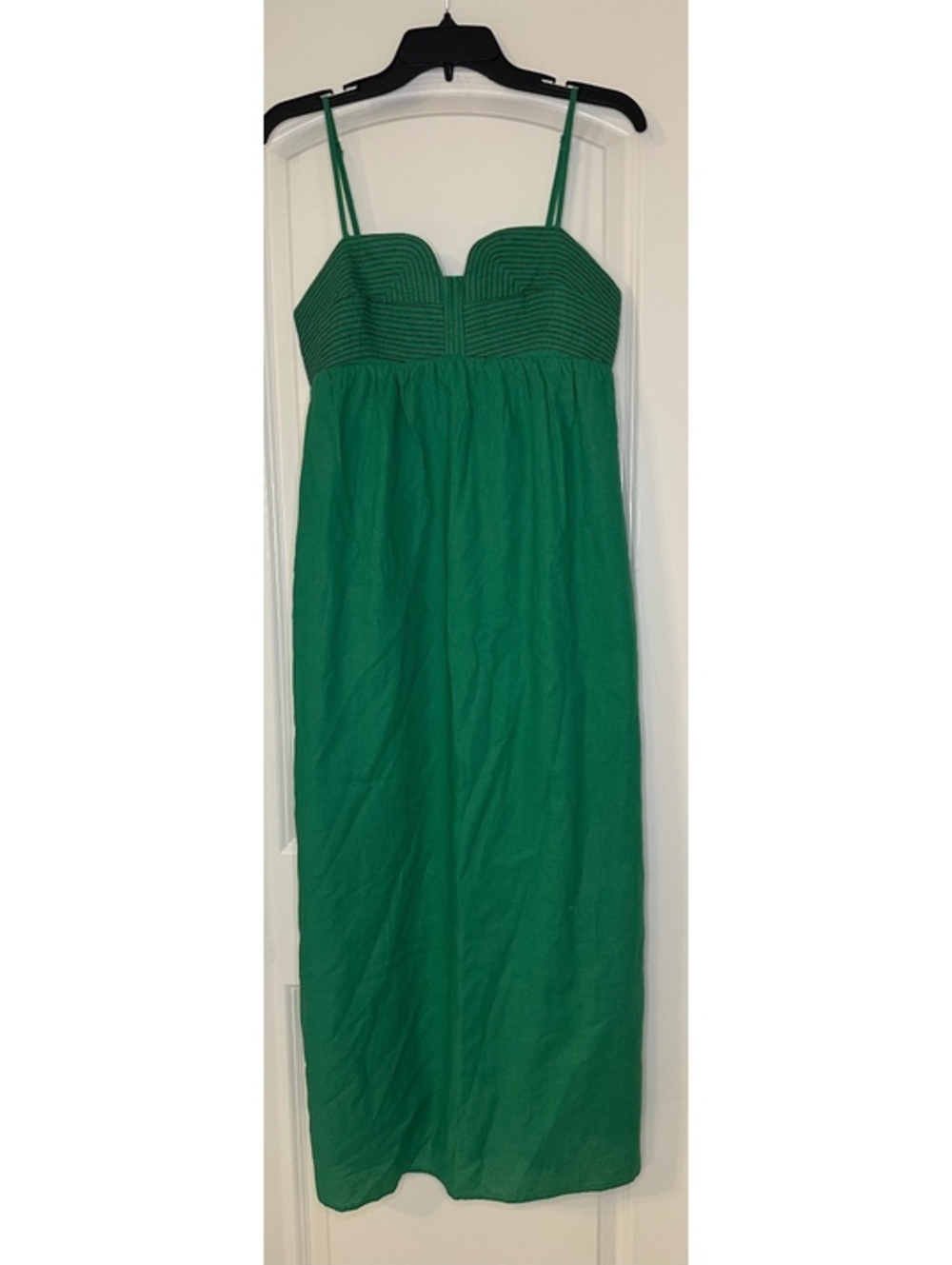 NWT Strut & Bolt Green Cotton Linen Blend Maxi Dress Adjustable Spaghetti Straps